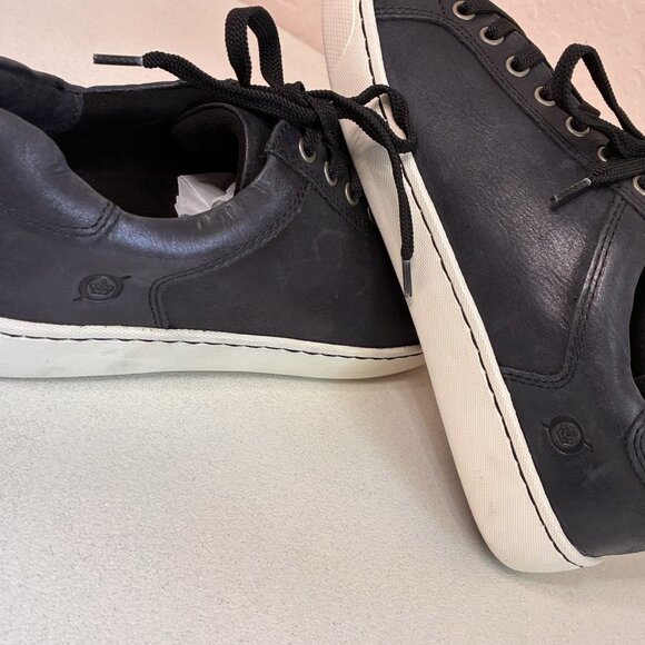 Born Leather Sneakers Mens 9M Black Lace Up White Sole Comfort‎ Style Casual - Picture 6 of 12